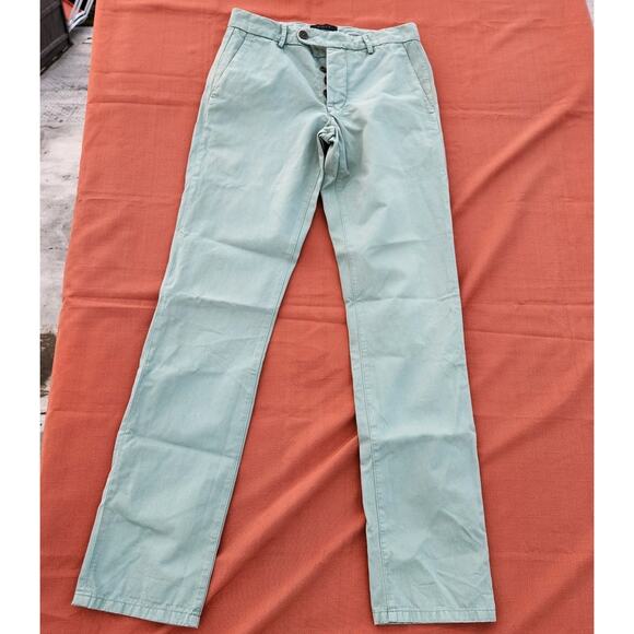 UNIS Men's Green Gio Slim-Fit Mid-Rise Pants 30x33 Classic Button Fly Slacks - Picture 8 of 8